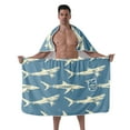 thumbnail image 1 of Colevkie 2 Pieces Bath Wrap Set for Men Bath Skirt & Shower Towel Soft Adjustable Beach Towel Wearable Shower Skirt for Home Bathroom Sauna Printed Sharks Pattern, 1 of 7