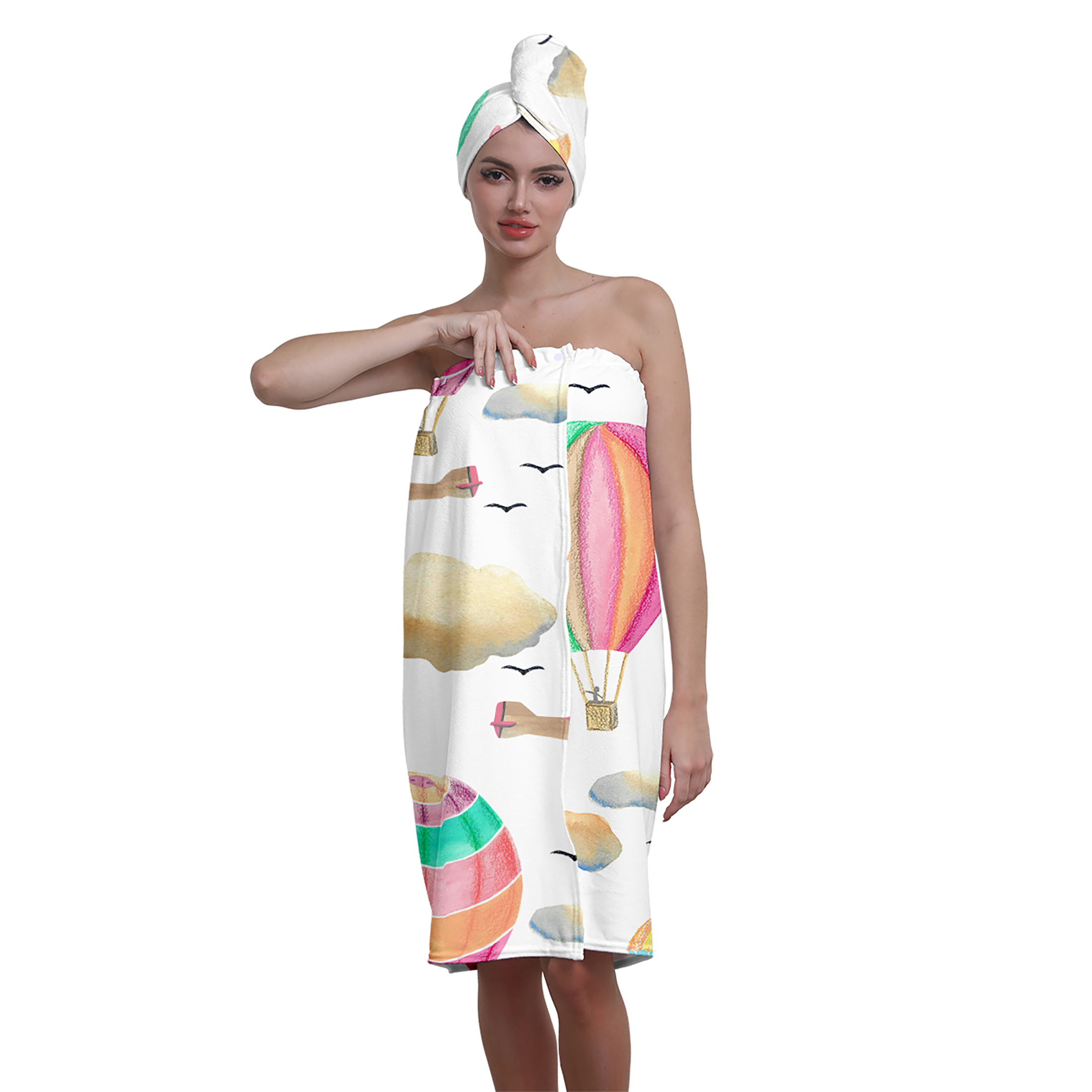 Colevkie 2 Pieces Women's Bath Wrap Set Bath Skirt Hair Drying Cap ...