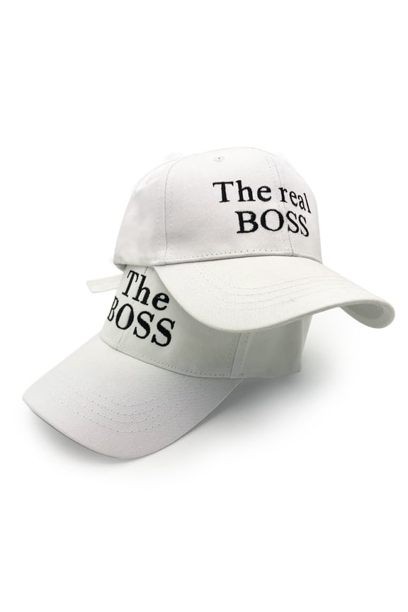 2Pcs The Boss and The Real Boss Baseball Caps for Couples,Adjustable Embroidered Snapbacks for Lovers,Valentine Day