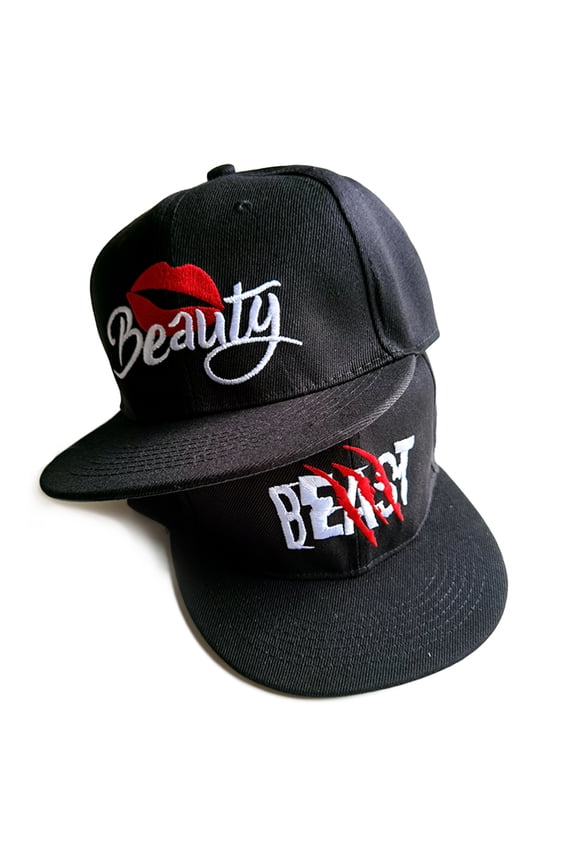 Beauty Beast Baseball Caps for Couples with Wide Brim,Adjustable,Hip Hop Style,Snapbacks Hats for Valentine day