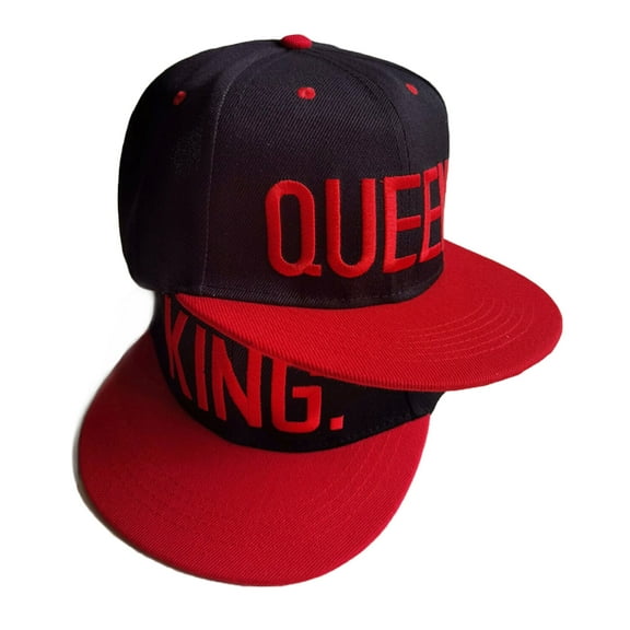 Colevkie King Queen Baseball Caps for Couples,Adjustable Flat Brim Hats,Embroidered Snapbacks for Men Women,Hip Hop Style,Gift for Anniversary