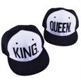 thumbnail image 1 of Colevkie King Queen Baseball Caps for Couples,Adjustable Flat Brim Hats,Embroidered Snapbacks for Men Women,Hip Hop Style,Gift for Anniversary, 1 of 5