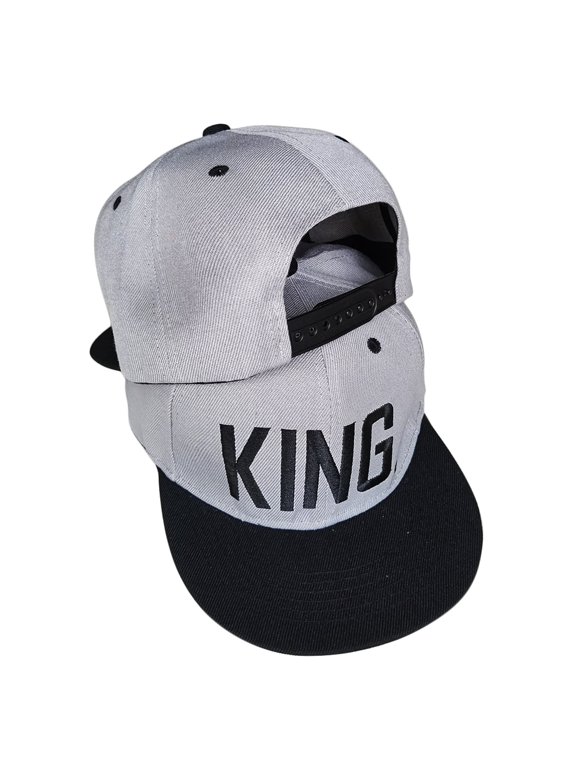 King Queen Baseball Caps for Couples,Adjustable Flat Brim Hats,Embroidered Snapbacks for Men Women,Hip Hop Style,Gift for Anniversary