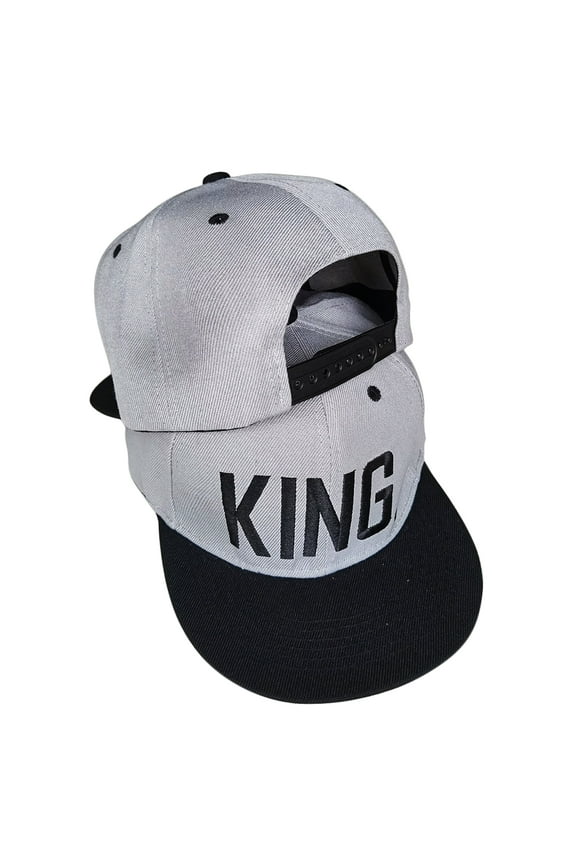 King Queen Baseball Caps for Couples,Adjustable Flat Brim Hats,Embroidered Snapbacks for Men Women,Hip Hop Style,Gift for Anniversary