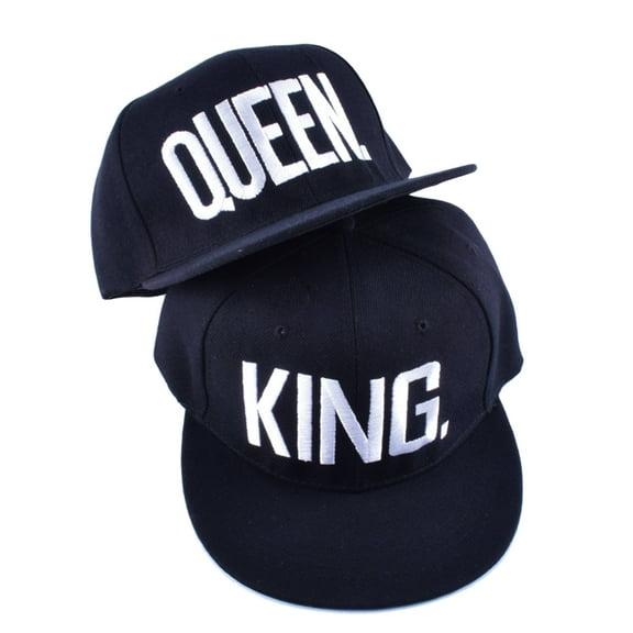 Colevkie King Queen Baseball Caps for Couples,Adjustable Flat Brim Hats,Embroidered Snapbacks for Men Women,Hip Hop Style,Gift for Anniversary