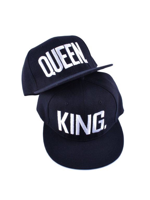 King Queen Baseball Caps for Couples,Adjustable Flat Brim Hats,Embroidered Snapbacks for Men Women,Hip Hop Style,Gift for Anniversary