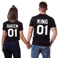 thumbnail image 1 of Colevkie King Queen Couple Tshirt Tee for Men Women Valentine Day Anniversary 1 Piece(Black-Queen,2XL), 1 of 5