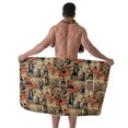 thumbnail image 1 of Colevkie Men's 2 Pcs Bath Skirt & Bath Towel Set Soft Adjustable Bath Wrap Set Quick Drying Beach Bathroom Spa Hotel Towel Printed Retro Pattern, 1 of 7