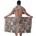 thumbnail image 1 of Colevkie Men's 2 Pcs Bath Skirt & Bath Towel Set Soft Adjustable Bath Wrap Set Quick Drying Beach Bathroom Spa Hotel Towel Printed Retro Pattern, 1 of 7