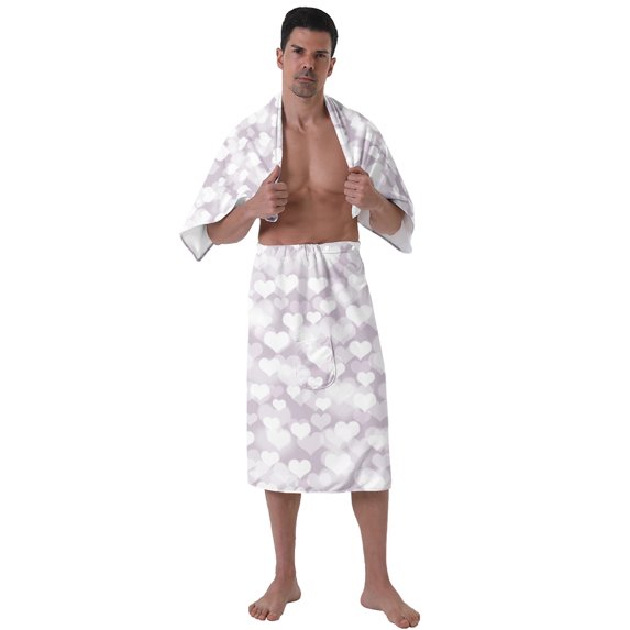 Colevkie Men's 2 Pcs Shower Skirt & Bath Towel Set for Bathroom Hotel Spa Beach Towel Wrap Set Soft Absorbent Portable