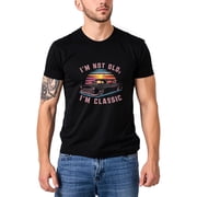 Colevkie Mens American Vintage Classic Car T-Shirt with Fun Slogans Classic Retro Car Print Short SleevesBlack-Men,XS