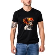 Colevkie Mens Flaming Skeleton Skull Graphic T-shirt Funny Halloween Novelty TeeBlack-Men,S