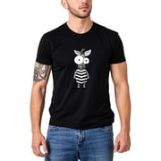 Colevkie Mens Fun Cartoon Zebra Print T-Shirt Crew Neck Casual Stylish TopBlack-Men,XS