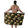 thumbnail image 1 of Colevkie Men's Soft Absorbent Bath Skirt & Towel 2 Pieces Set Adjustable Lightweight Beach Towel Shower Skirt Bath Wrap Set for Bathroom Home Sauna Hotel Printed Skulls Pattern, 1 of 7