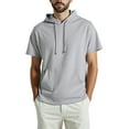 thumbnail image 1 of Colevkie Men's Solid Color Short Sleeves Cotton Hoodie Pullover for Spring Summer Soft Lightweight for Workout Gym Yoga&nbsp;, 1 of 7