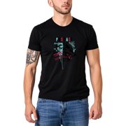 Colevkie Mens Street Style Wolf Pattern T-Shirt Cool Punk Retro Short Sleeves Round Neck Tops TeeBlack-Men,XS