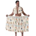 thumbnail image 1 of Colevkie Men's Wearable Bath Skirt & Towel 2 Pieces Bath Wrap Set Soft Absorbent Beach Towel Bath Towel Polyester with Pocket Portable Home Sauna Hotel Printed Beach Pattern, 1 of 7