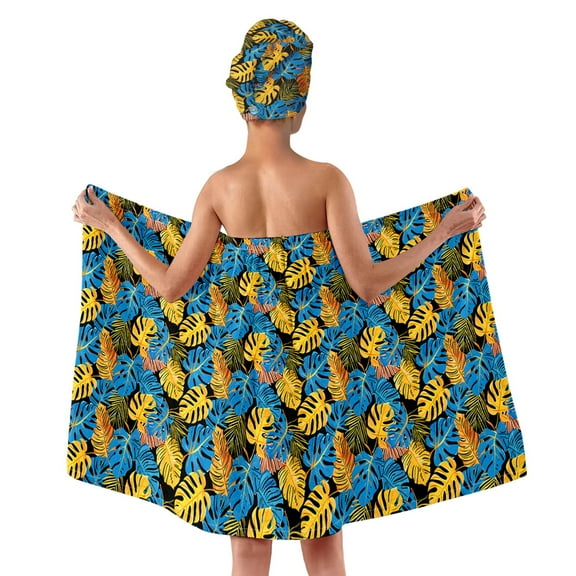 Colevkie Women 2 Pcs Bath Skirt Shower Cap Set,Absorbent and Adjustable,Spa Wrap Towel for Shower Pool,Quick Drying,Lightweight