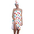 thumbnail image 1 of Colevkie Women 2 Pieces Absorbent Shower Skirt & Hair Drying Cap Bath Wrap Set Adjustable Soft Beach Towel Bath Towel Shower Cap Quick Drying Bathroom Sauna Spa Printed Hearts Pattern, 1 of 8