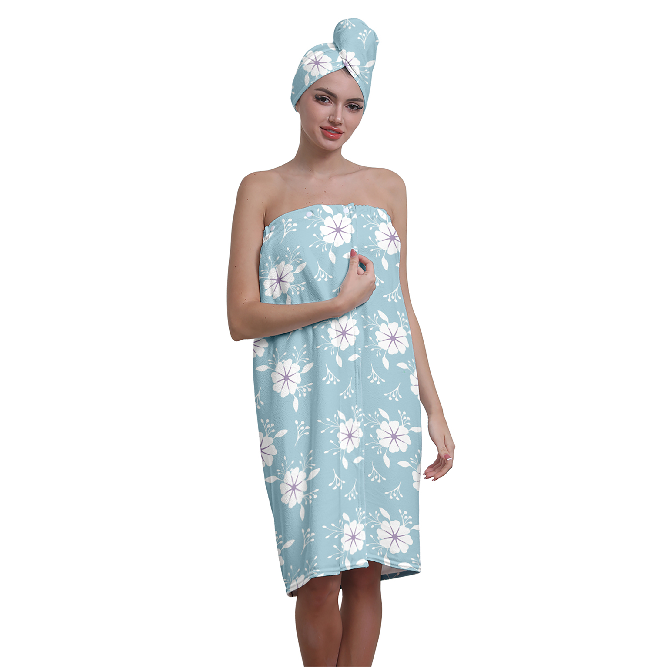 Colevkie Women 2 Pieces Adjustable Bath Skirt & Cap Bath Wrap Set Bath ...