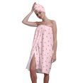 thumbnail image 1 of Colevkie Women 2 Pieces Bath Wrap Set Shower Skirt & Hair Drying Cap Soft Absorbent Adjustable Beach Towel Shower Cap Quick Drying Portable for Bathroom Travel Printed Pink Cute Pattern, 1 of 8