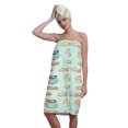 thumbnail image 1 of Colevkie Women's 2 Pieces Shower Skirt Hair Drying Cap Set for Bathroom Travel Sauna Beach Spa Absorbent Soft Adjustable Bath Towel Shower Cap Printed Fashion Elements Pattern, 1 of 8