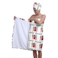 thumbnail image 1 of Colevkie Women's 2 Pieces Shower Skirt Hair Drying Cap Set for Bathroom Travel Sauna Beach Spa Absorbent Soft Adjustable Bath Towel Shower Cap Printed Fashion Elements Pattern, 1 of 8