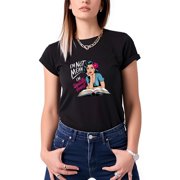 Colevkie Women's American Vintage Fun Slogan T-Shirt Round Neck Casual Short Sleeve TopBlack-Women,XS