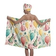 thumbnail image 1 of Colevkie Women's Birthday Balloon Series Pattern 2 Pcs Bath Towel & Shower Cap Set Soft Adjustable Portable Quick Drying Bath Wrap Set for Home Bathroom Sauna Beach, 1 of 8