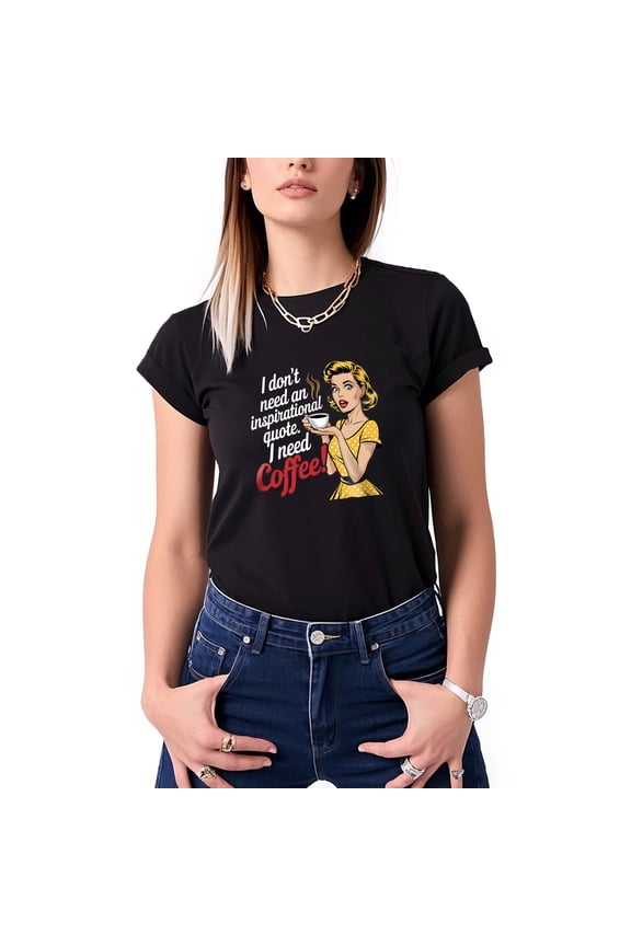 Women's Funny Sarcastic Tshirt Retro Housewife Meme Tee Tops Coffee Lovers Tshirt Vintage Tee(Black-Women,XS)