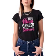 Colevkie Women s Pink Ribbon Breast Cancer Survivor T-shirt Breast Cancer Awareness T-shirt Graphic Tee Short SleevesBlack-Women,XS