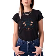 Colevkie Womens Puppy Paw and Floral Print T-Shirt Simple Style Casual Top TeeBlack-Women,XS