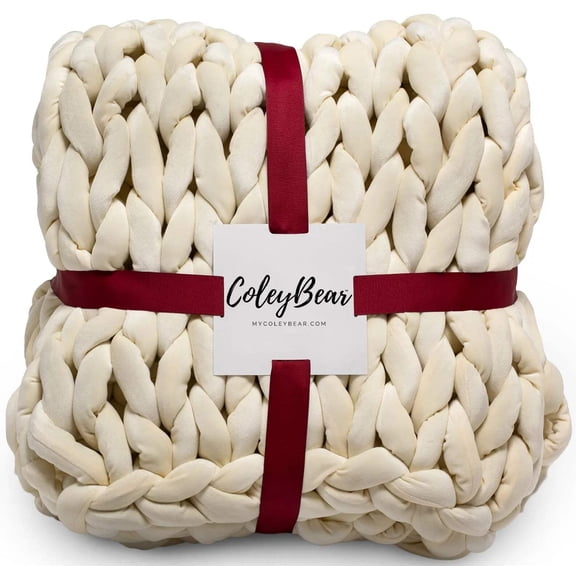 Chunky Knit Weighted Throw Blanket - Handwoven, Soft & Breathable, Calming, and Better Sleep, Small, 38 x 75 inches, 14 lbs