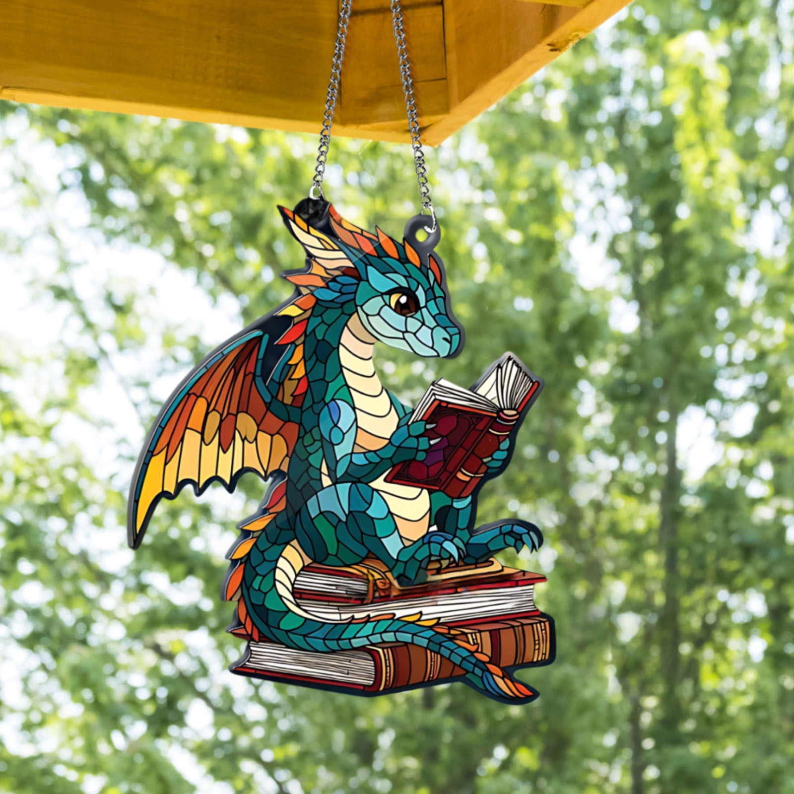 Dragón Atrapasol De Vidrio Pintado A Mano De 15 Cm, Decoración De Ventana Y Estantería, Regalo Para Amantes De La Lectura Y La Fantasía