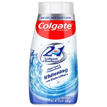 Colgate 2 in 1 Toothpaste and Whitening Mouthwash, Mint, 4.6 oz Squeeze Bottle