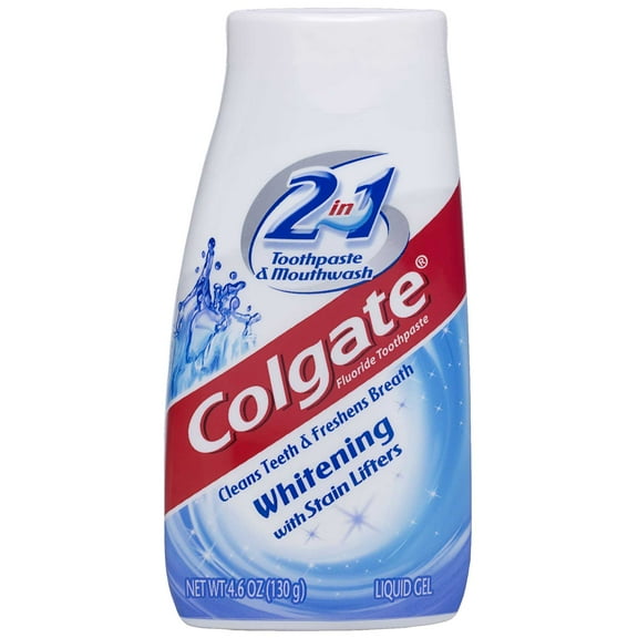 Colgate 2 in 1 Whitening Mint Liquid Gel with Stain Lifters Toothpaste and Mouthwash, 4.6 Ounce -- 12 per case.