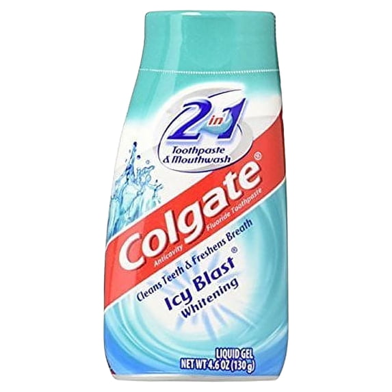 Colgate 2-in-1 Whitening Toothpaste & Mouthwash, Icy Blast, 4.6 oz, 2 Pack