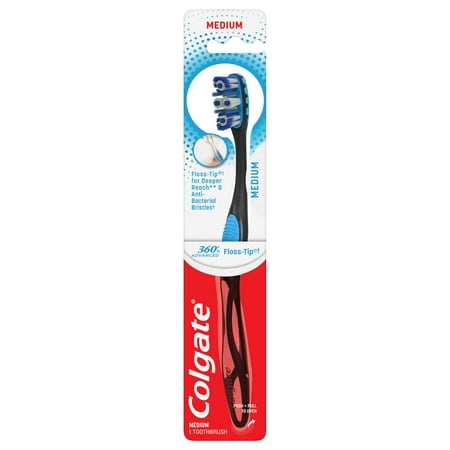 Colgate 360 Advanced Floss-Tip Bristles Toothbrush Medium (Pack of 8)
