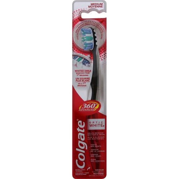 Colgate 360 Advanced Optic White Medium Toothbrush, 1 Ea