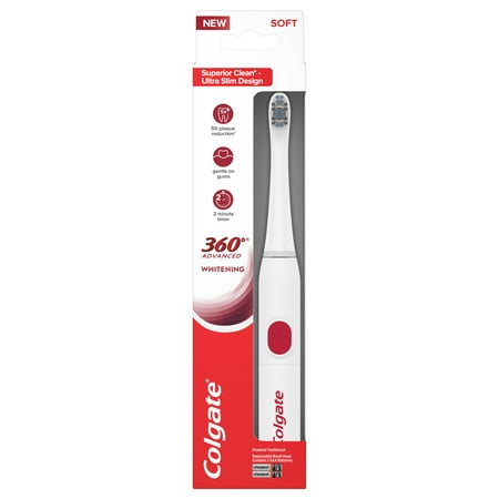 Colgate 360 Advanced Whitening Battery Powered Toothbrush, Soft, 1 Ct