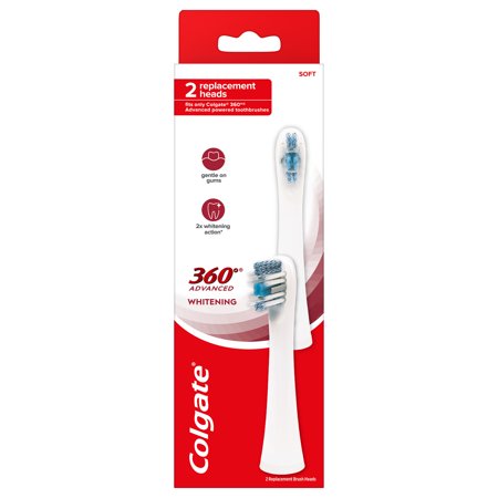 Colgate 360 Advanced Whitening Electric Toothbrush Replacement Heads, Replacement Toothbrush Heads, 2 Pack