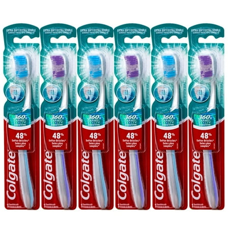 Colgate 360 Enamel Health Sensitive Toothbrush, Compact Head, Extra Soft - Pack Of 6 - Pack Of 2