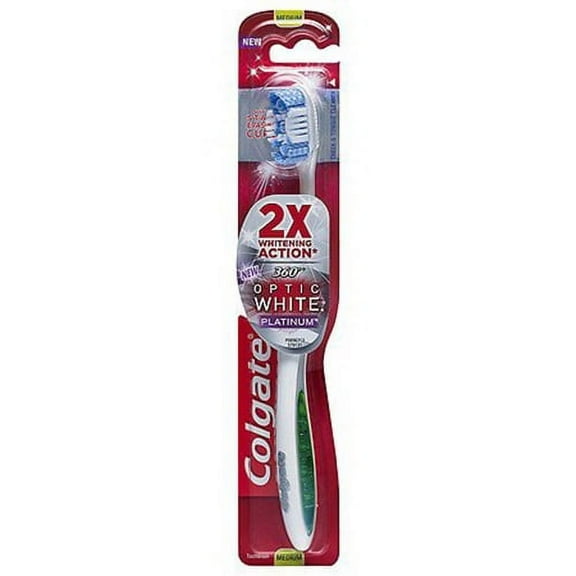 Colgate Optic White 360 Platinum Full Head Toothbrush, Medium - 1 ea, 6 Pack