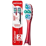 Colgate 360 Optic White Advanced Adult Manual Whitening Toothbrush, Medium, 2 Pack