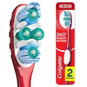 Colgate 360 Advanced Whitening Toothbrush Pack, Medium Adult Toothbrushes, 2 Pack