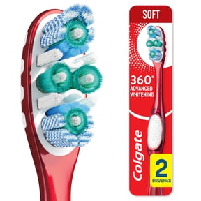 Colgate 360 Advanced Whitening Toothbrush Pack, Soft Adult Toothbrushes, 2 Pack