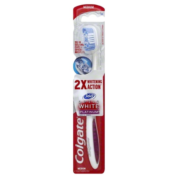 Colgate 360 Optic White Platinum Whitening Toothbrush, Medium