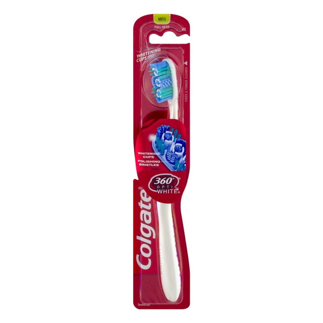 Colgate 360 Optic White Toothbrush, Medium, 1 Count