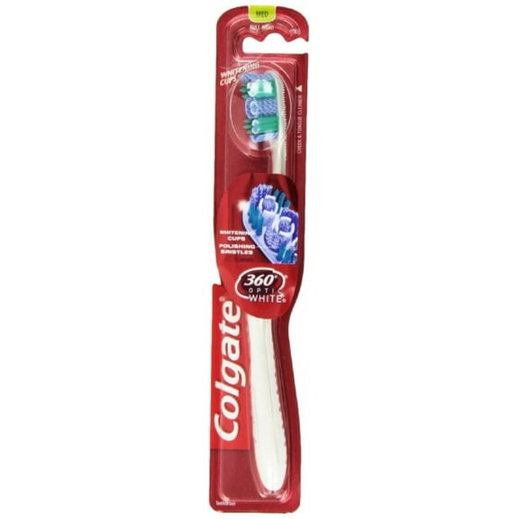 Colgate 360 Optic White Toothbrush, Medium, 1 ea (Pack of 2)