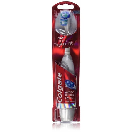 Colgate 360 Optic Whitens Teeth Battery Powered Toothbrush Remove Stains, Soft